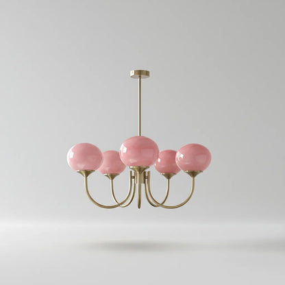 Chic Pastel Pink Ceiling Fixture with Gold Accents