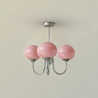 Chic Pastel Pink Ceiling Fixture with Gold Accents