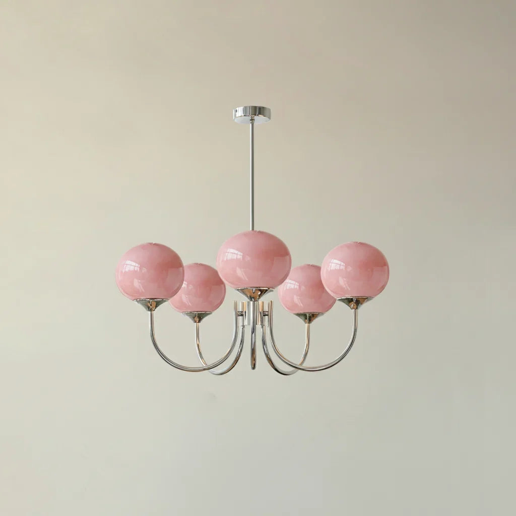 Chic Pastel Pink Ceiling Fixture with Gold Accents