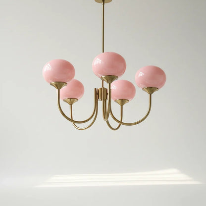 Chic Pastel Pink Ceiling Fixture with Gold Accents