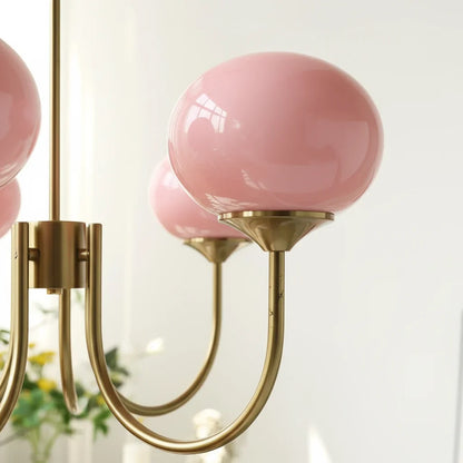 Chic Pastel Pink Ceiling Fixture with Gold Accents