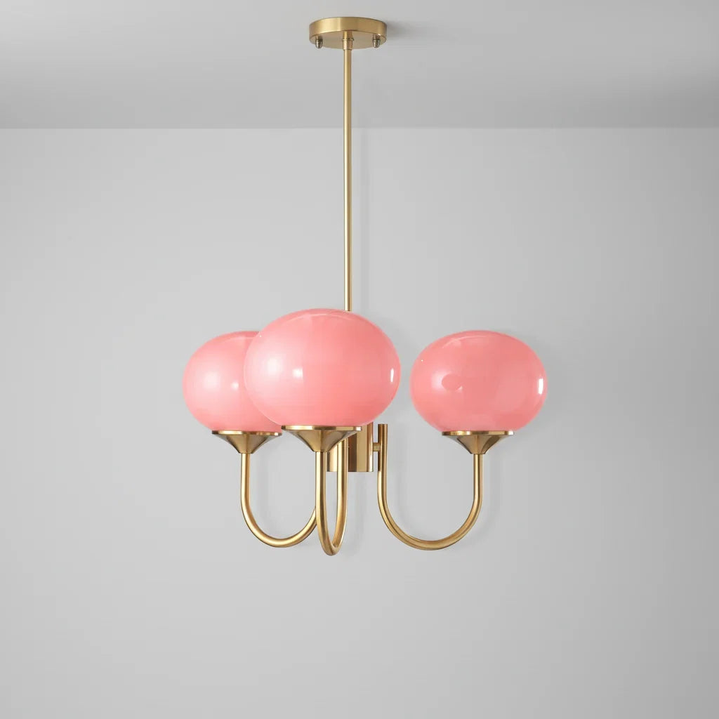 Chic Pastel Pink Ceiling Fixture with Gold Accents
