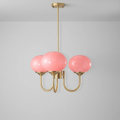 Chic Pastel Pink Ceiling Fixture with Gold Accents
