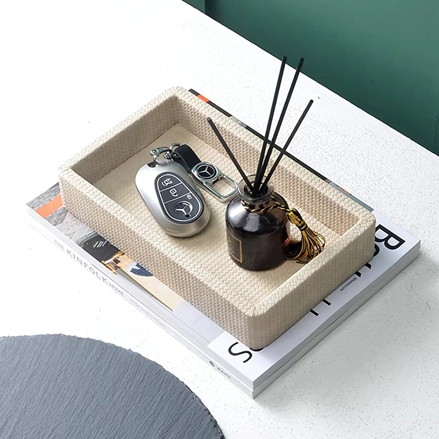 Elegant Wooden Storage Tray with Unique Texture