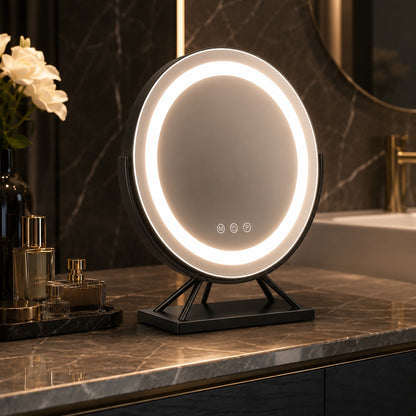 Adjustable LED Makeup Mirror with 15x Magnification & Rotation