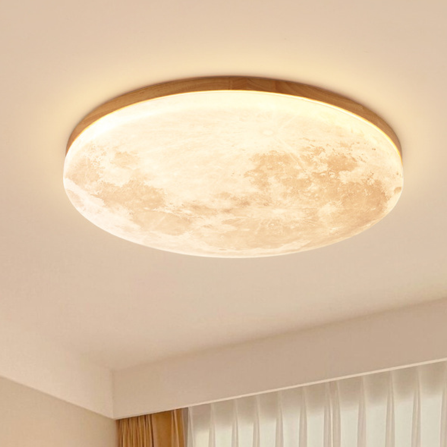 Customizable Wood-Finish Flush Mount LED Ceiling Light