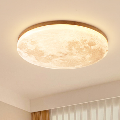 Customizable Wood-Finish Flush Mount LED Ceiling Light