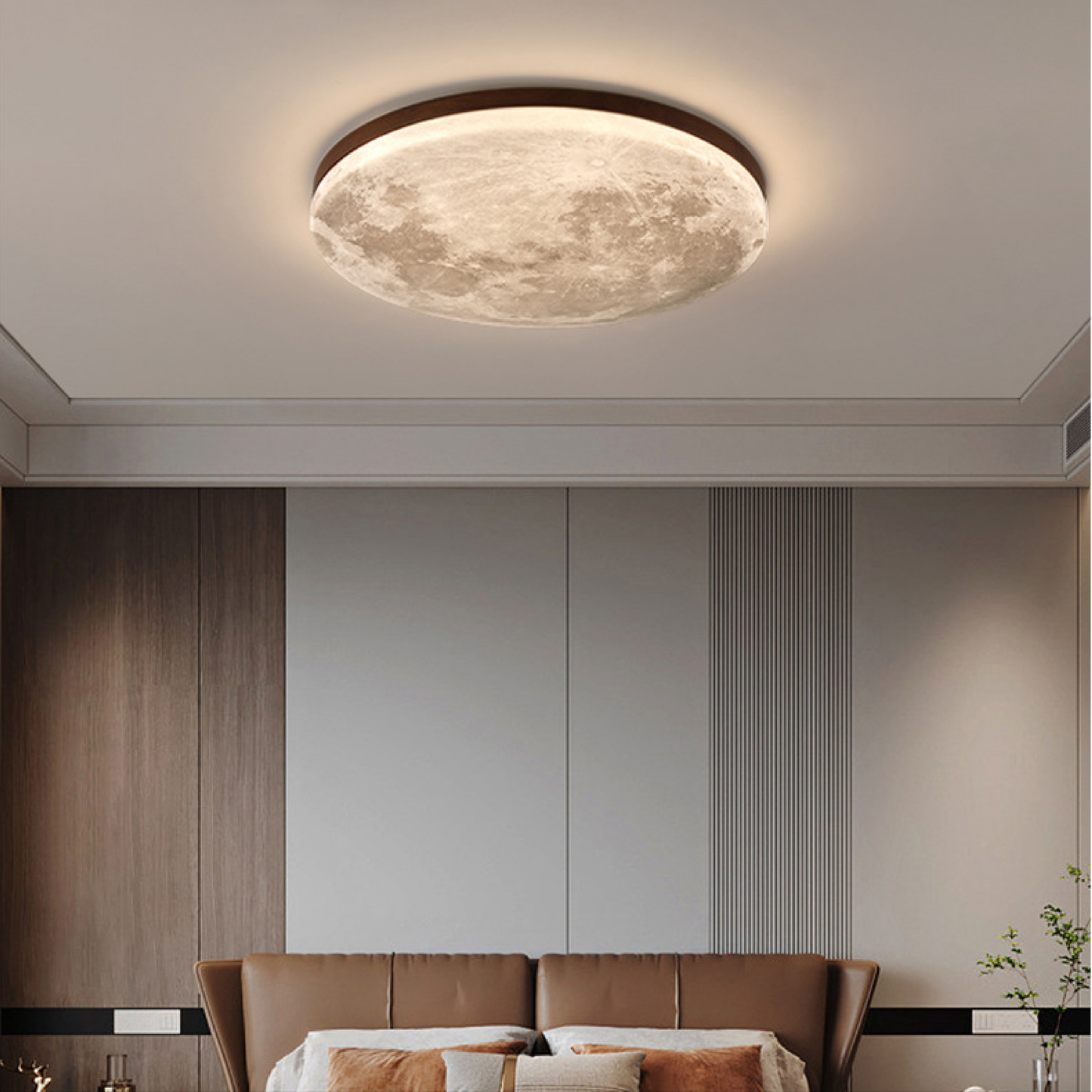 Customizable Wood-Finish Flush Mount LED Ceiling Light