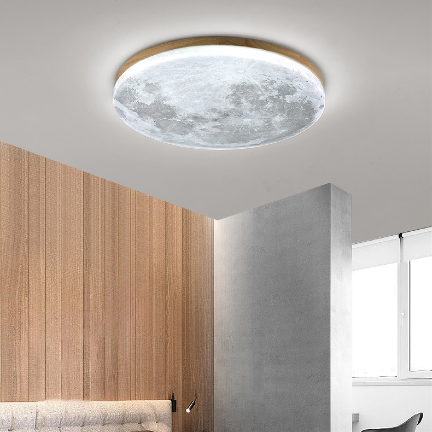 Customizable Wood-Finish Flush Mount LED Ceiling Light