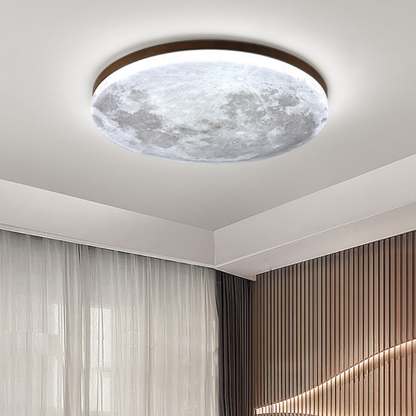 Customizable Wood-Finish Flush Mount LED Ceiling Light