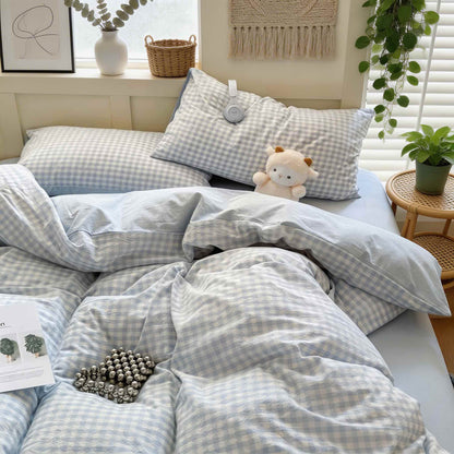 Reversible Soft Pastel Gingham Bedding Collection