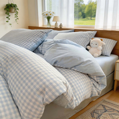 Reversible Soft Pastel Gingham Bedding Collection