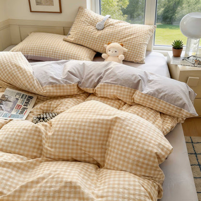 Reversible Soft Pastel Gingham Bedding Collection
