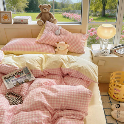 Reversible Soft Pastel Gingham Bedding Collection