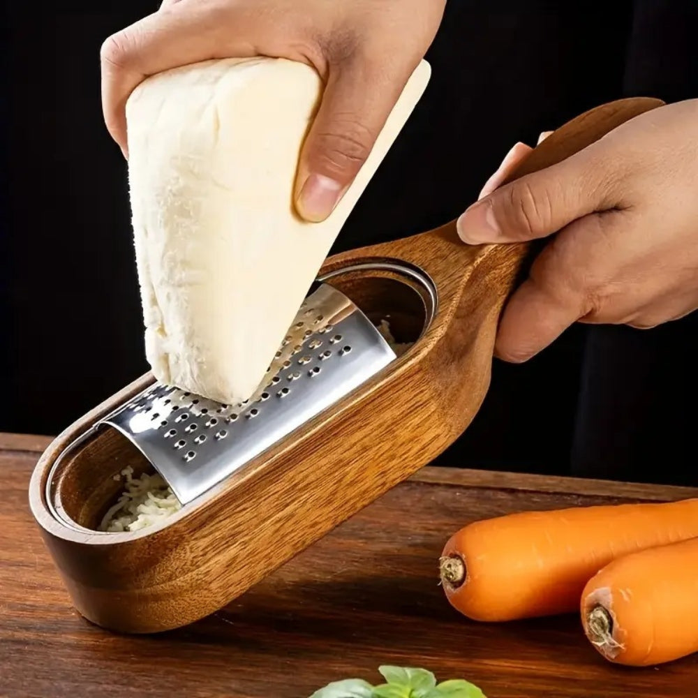 Comfort-Grip Stainless Steel Cheese Grater with Wooden Handle