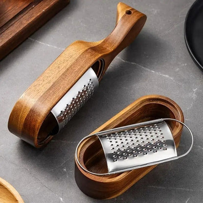 Comfort-Grip Stainless Steel Cheese Grater with Wooden Handle