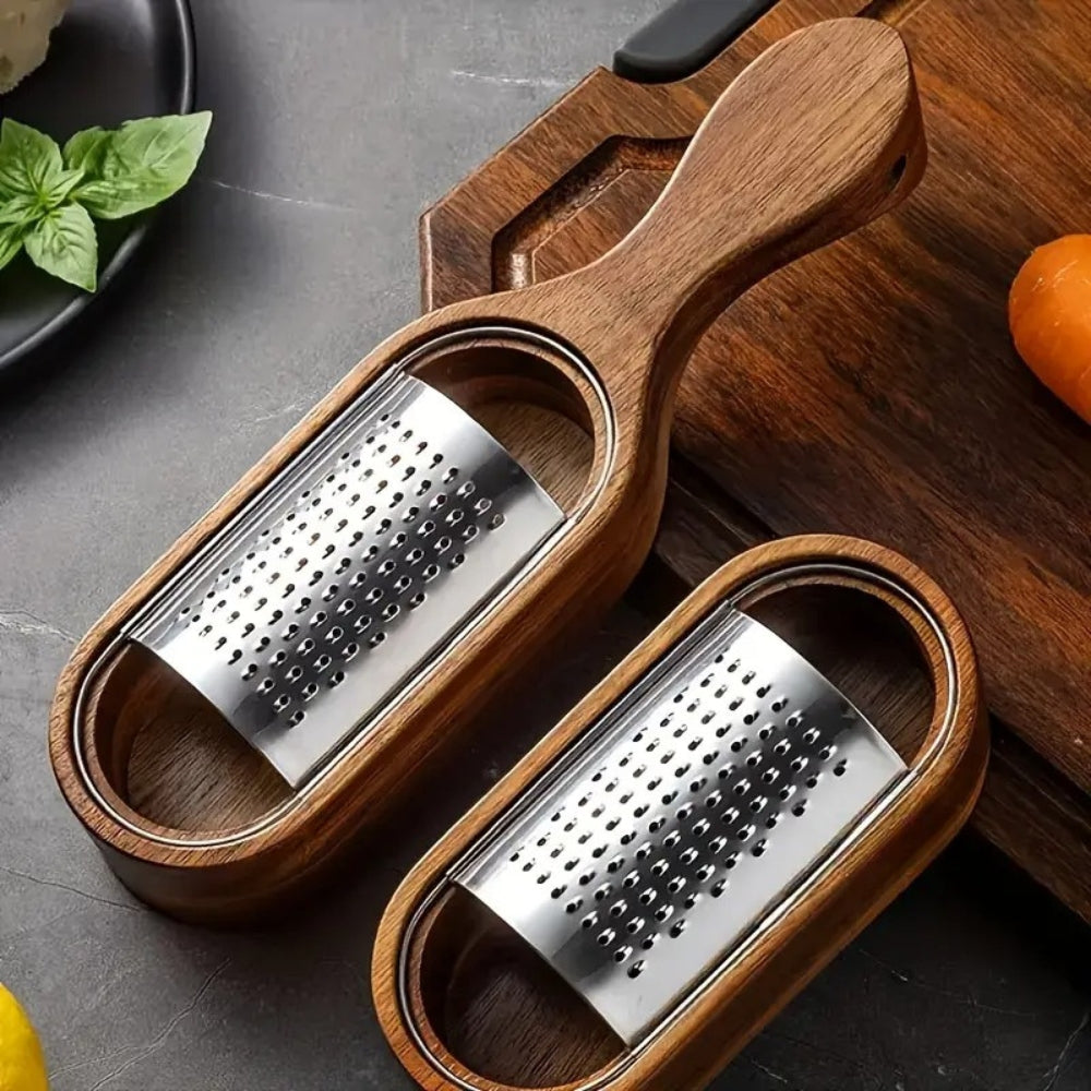 Comfort-Grip Stainless Steel Cheese Grater with Wooden Handle