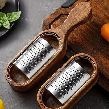 Comfort-Grip Stainless Steel Cheese Grater with Wooden Handle