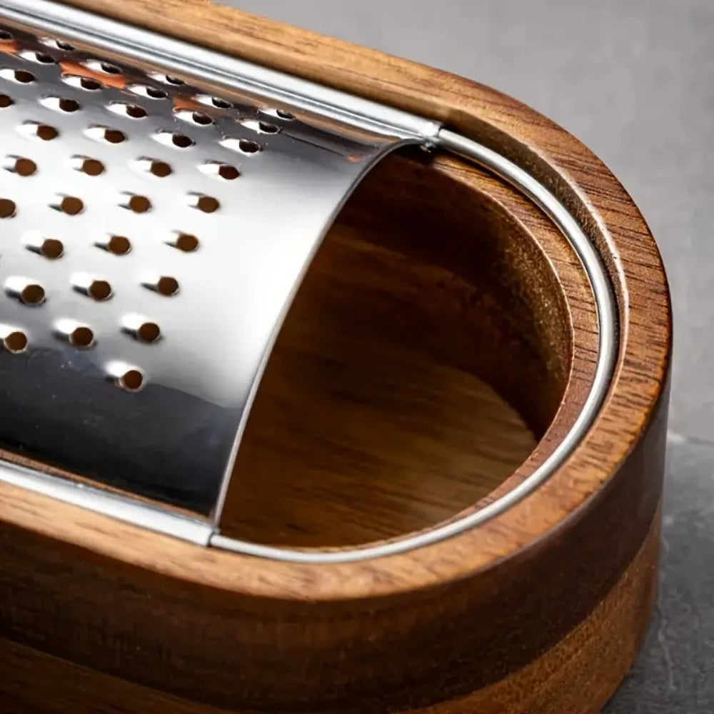 Comfort-Grip Stainless Steel Cheese Grater with Wooden Handle