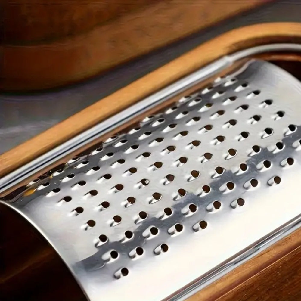 Comfort-Grip Stainless Steel Cheese Grater with Wooden Handle