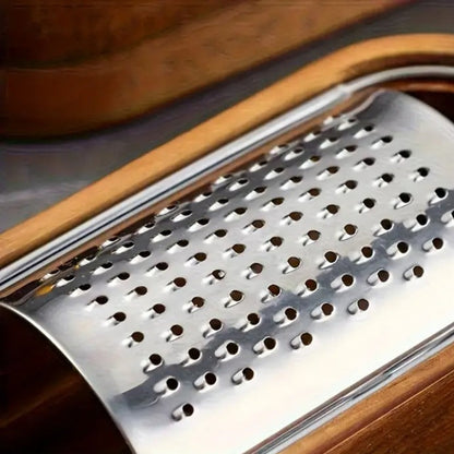 Comfort-Grip Stainless Steel Cheese Grater with Wooden Handle