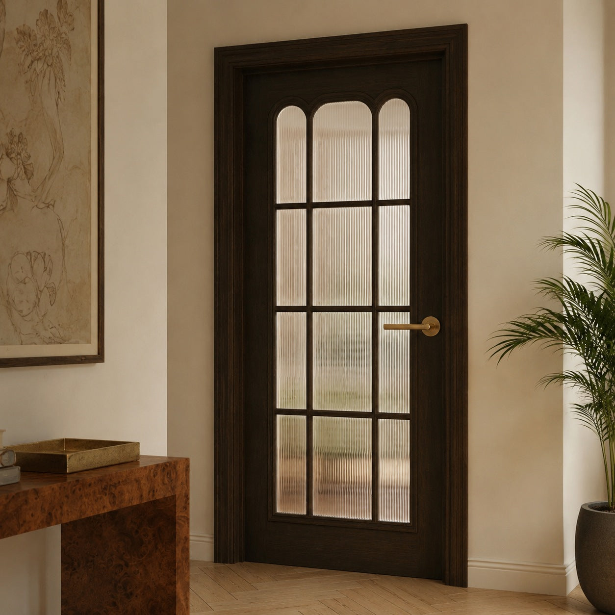 Stylish Ergonomic Brass Door Handle Set in Matte Black Finish