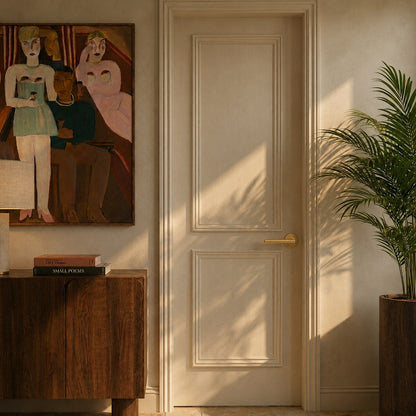 Stylish Ergonomic Brass Door Handle Set in Matte Black Finish