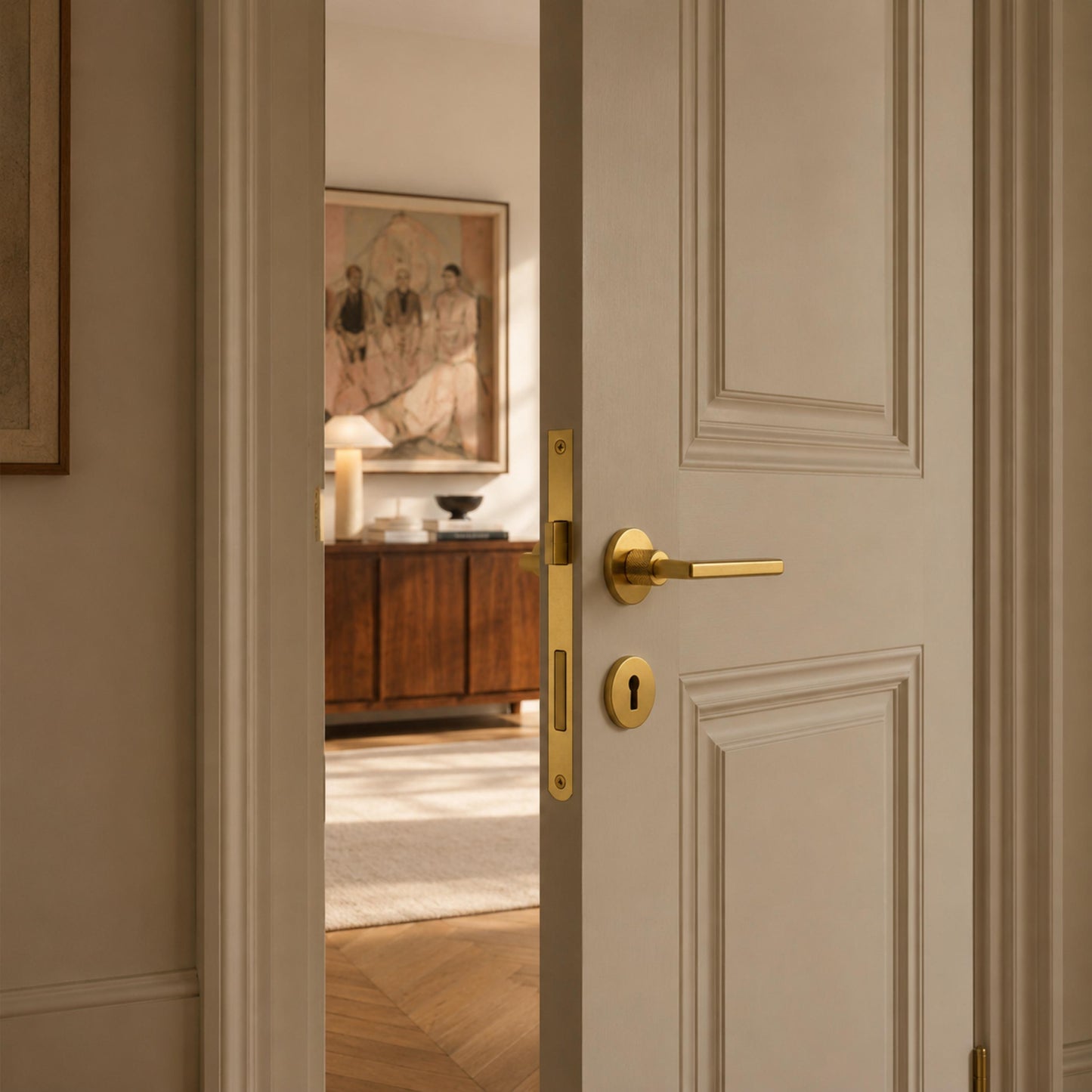 Stylish Ergonomic Brass Door Handle Set in Matte Black Finish
