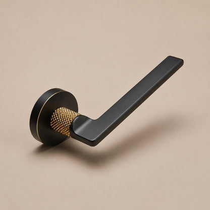 Stylish Ergonomic Brass Door Handle Set in Matte Black Finish