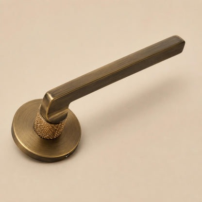 Stylish Ergonomic Brass Door Handle Set in Matte Black Finish