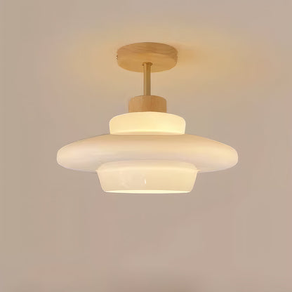Gentle Glow LED Ceiling Fixture with Wood Accents