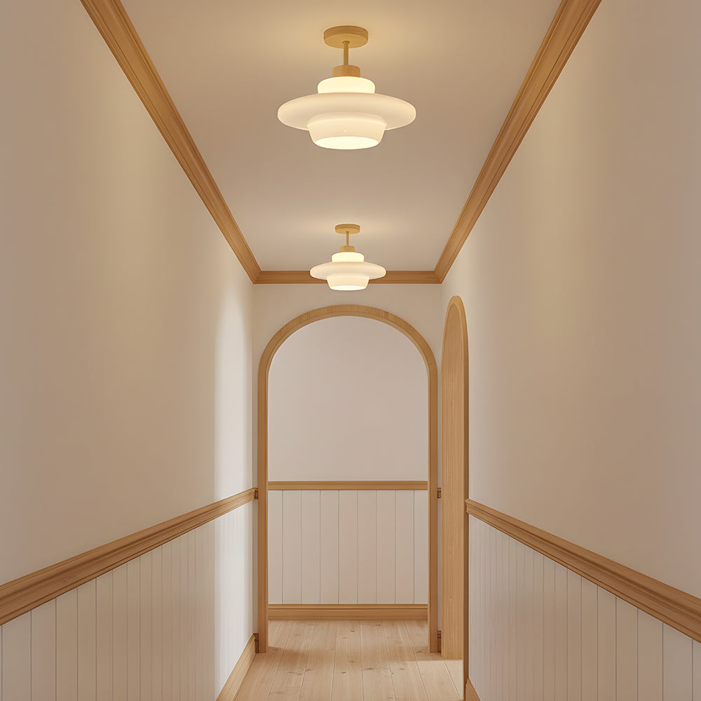 Gentle Glow LED Ceiling Fixture with Wood Accents