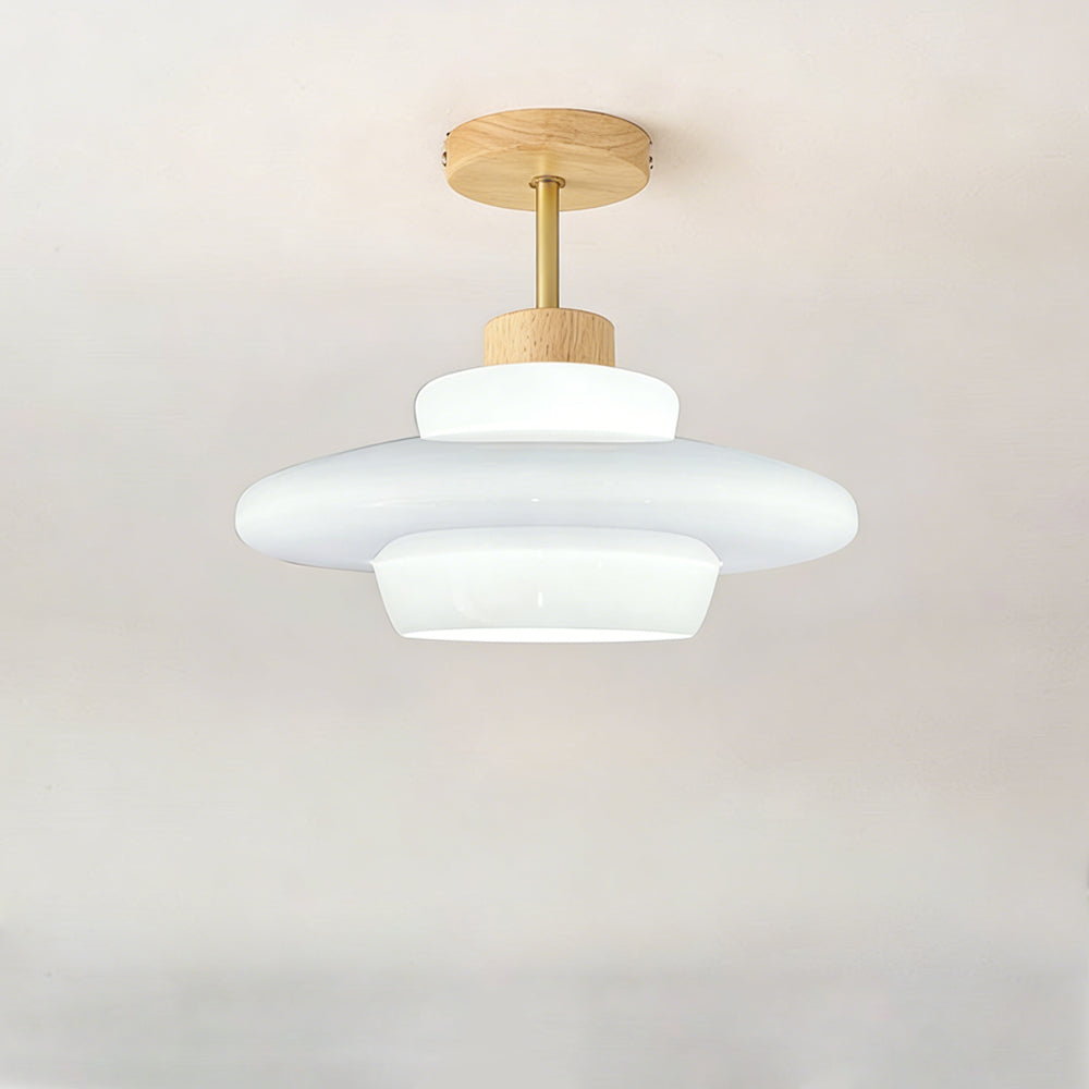Gentle Glow LED Ceiling Fixture with Wood Accents