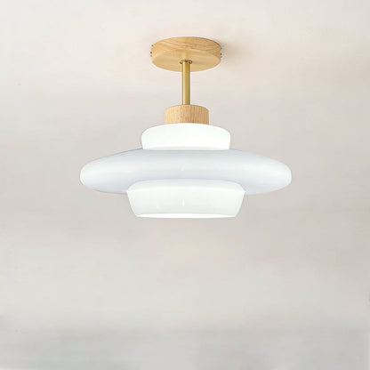 Gentle Glow LED Ceiling Fixture with Wood Accents