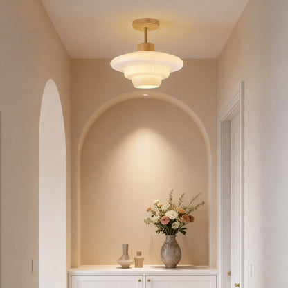 Gentle Glow LED Ceiling Fixture with Wood Accents