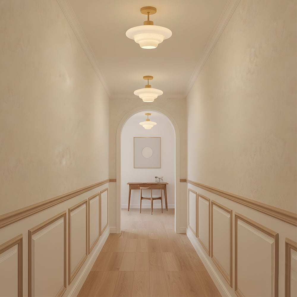 Gentle Glow LED Ceiling Fixture with Wood Accents