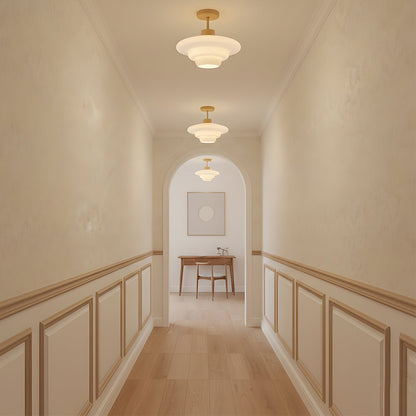 Gentle Glow LED Ceiling Fixture with Wood Accents