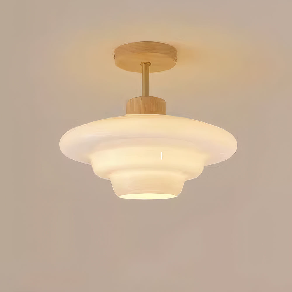 Gentle Glow LED Ceiling Fixture with Wood Accents