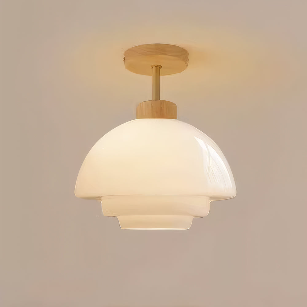 Gentle Glow LED Ceiling Fixture with Wood Accents