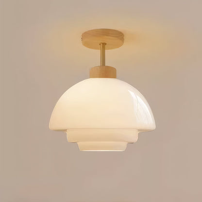 Gentle Glow LED Ceiling Fixture with Wood Accents