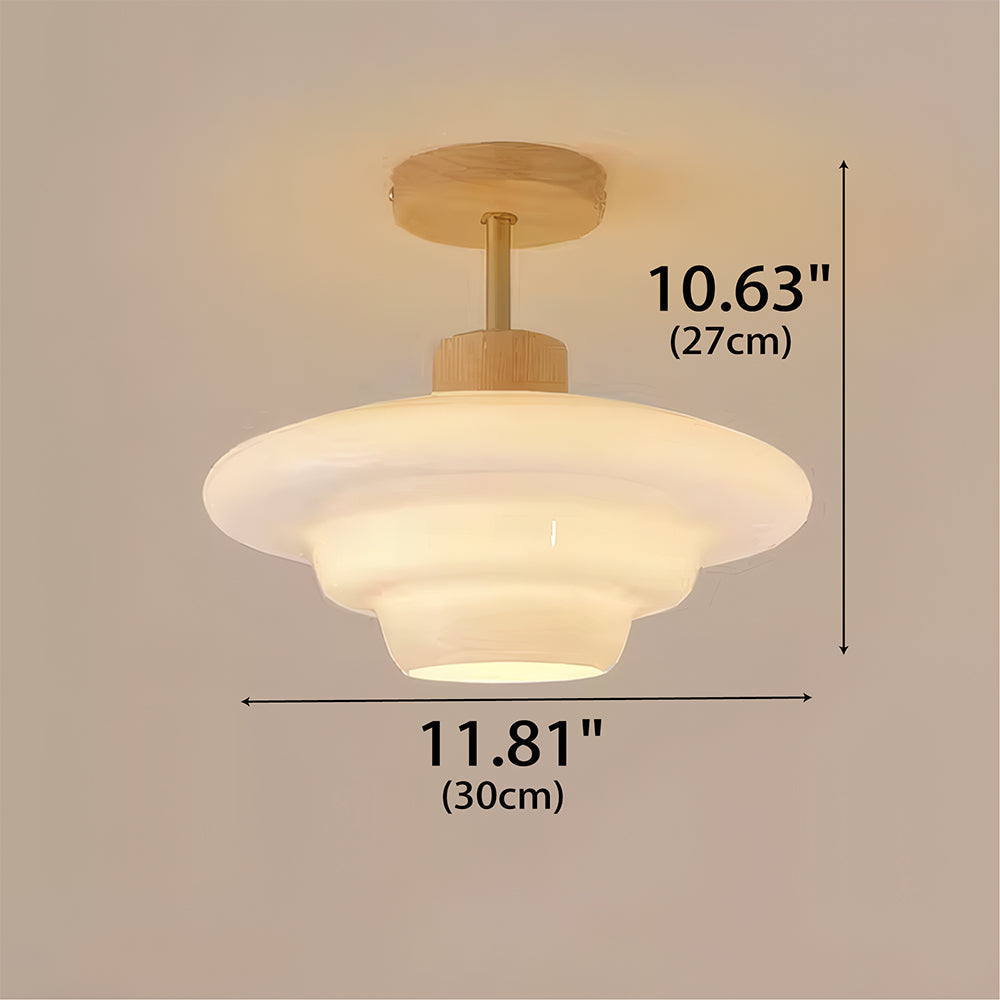 Gentle Glow LED Ceiling Fixture with Wood Accents