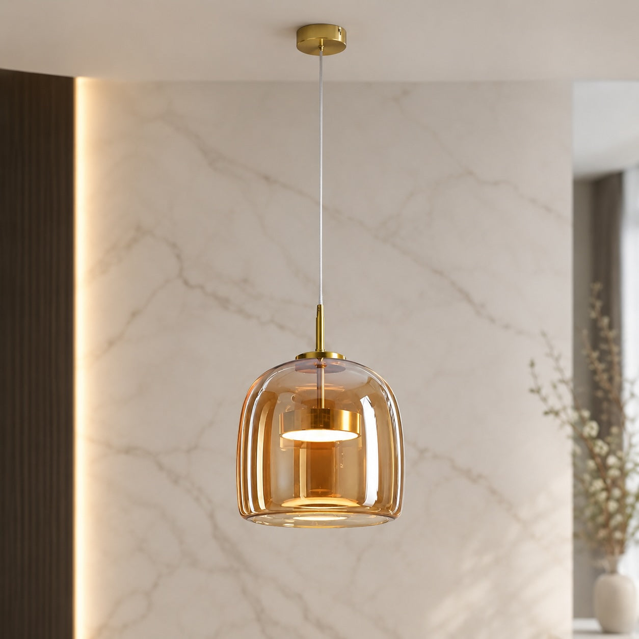 Customizable Glass Pendant Light with LED Options