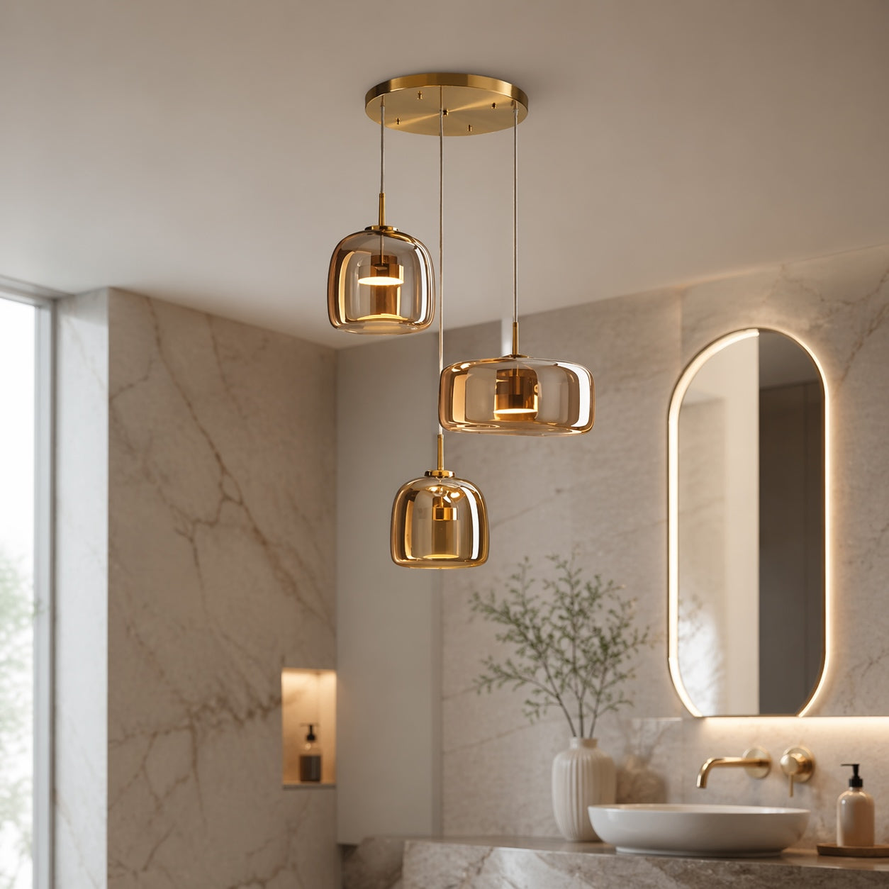 Customizable Glass Pendant Light with LED Options