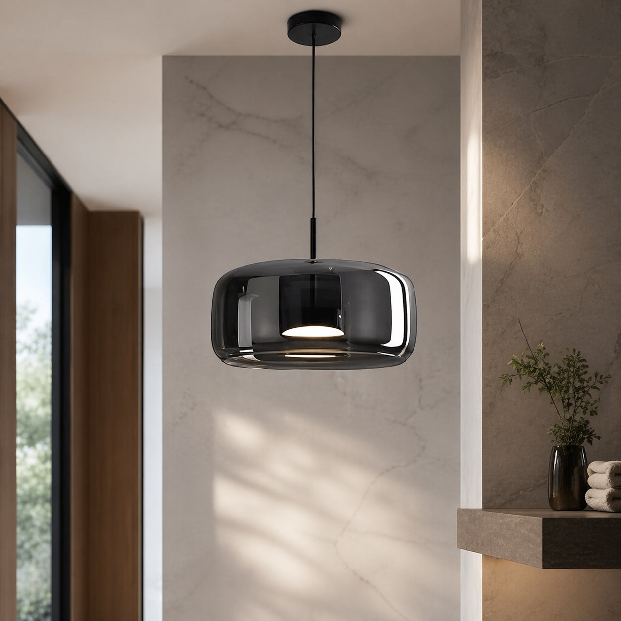 Customizable Glass Pendant Light with LED Options