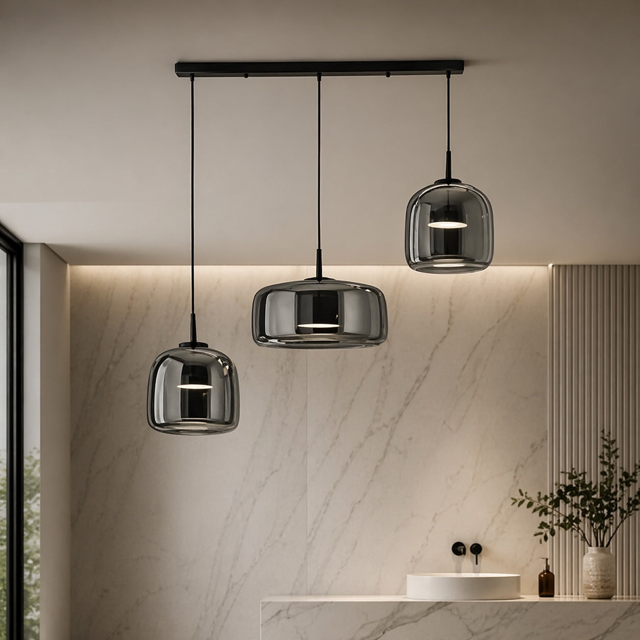 Customizable Glass Pendant Light with LED Options