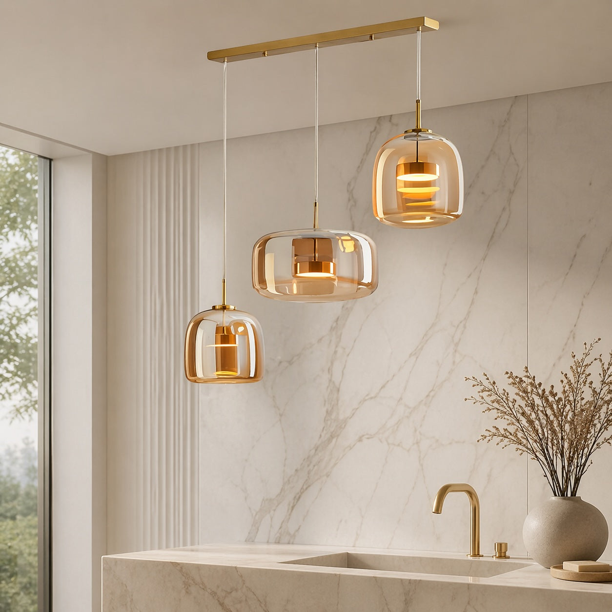 Customizable Glass Pendant Light with LED Options