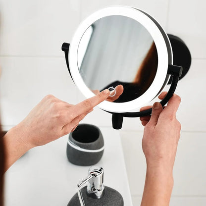 Wireless LED Vanity Mirror with Adjustable Brightness & Dual Magnification
