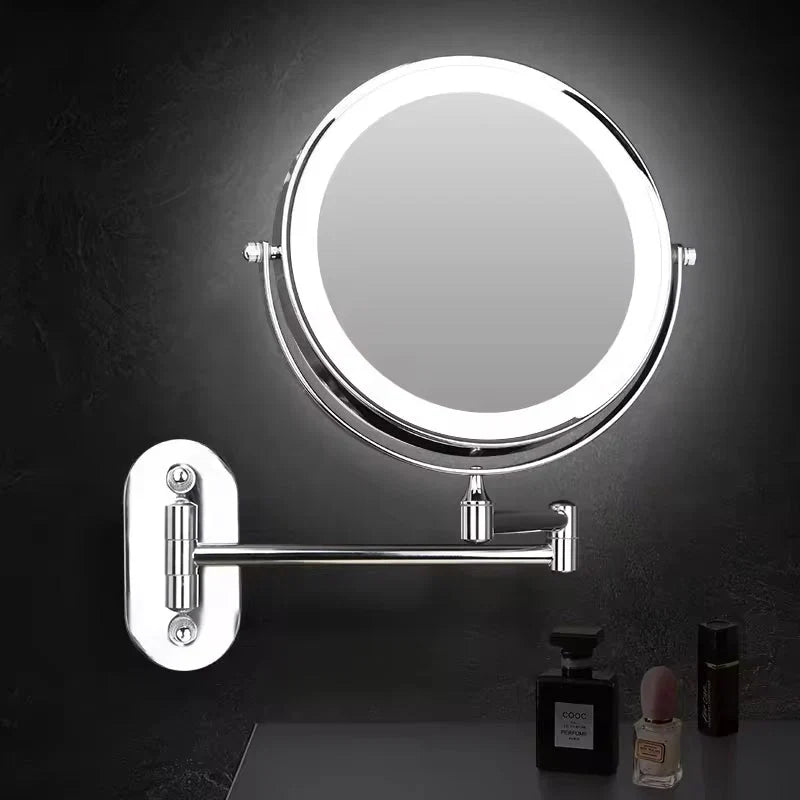 Wireless LED Vanity Mirror with Adjustable Brightness & Dual Magnification