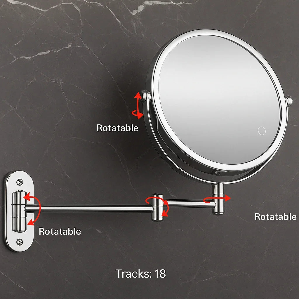 Wireless LED Vanity Mirror with Adjustable Brightness & Dual Magnification