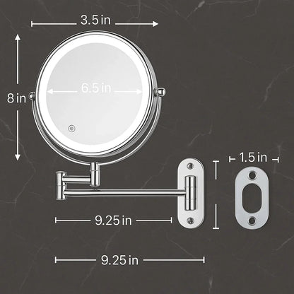 Wireless LED Vanity Mirror with Adjustable Brightness & Dual Magnification